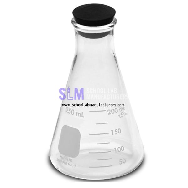 School Lab Conical Flask with Rubber Stopper