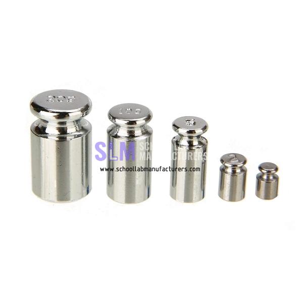 School Lab Precision Calibration 5 Piece Nickel Plated Steel Weight Set
