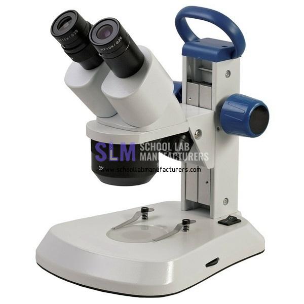 School Lab Stereo Microscope with Objectives, Rechargeable LED Illumination