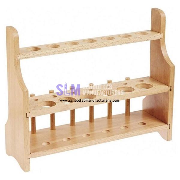 School Lab Wooden 2 Tier Test Tube Rack